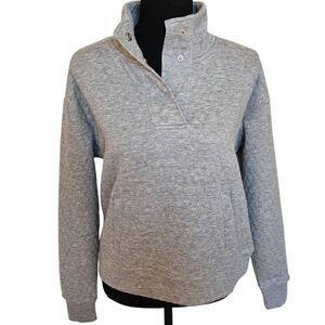 NWT Yogalicious Lux Womens Diamond Quilted Pullover Sweatshirt Heather Gray XS